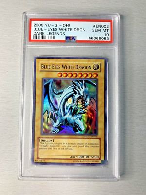 2008 Yu-Gi-Oh! Blue-Eyes White Dragon Dark Legends DLG1-EN002 LOB Art PSA 10-image