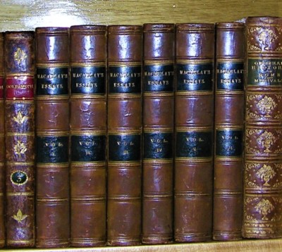 MACAULAY'S MISC. ESSAYS, T. BABINGTON MACAULAY, 1859, 6 VOLUME SET. LEATHER-image