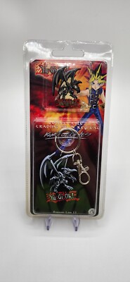 2002 Yu-Gi-Oh! Red Eyes Collectible Trading Pin and Key Tag Keychain (Sealed)-image
