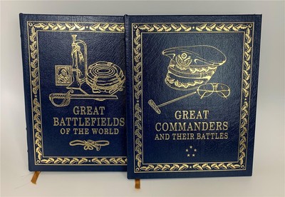 EASTON PRESS Set 2 Leather Books Great Battlefields Commanders MacDonald Livesey-image