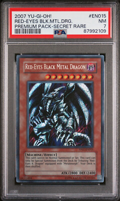 2007 YUGIOH PP01-EN015 RED-EYES BLACK METAL DRAGON SECRET RARE SA 7 NM #87992109-image