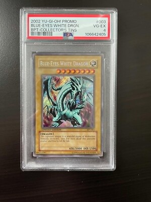 2002 YU-GI-OH! PROMO BPT-COLLECTOR'S TINS #003 BLUE-EYES WHITE DRAGON PSA 4-image