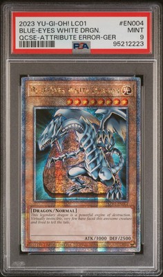 Blue-Eyes White Dragon PSA 9 Quarter Century Rare LC01-EN004 GER Error-image