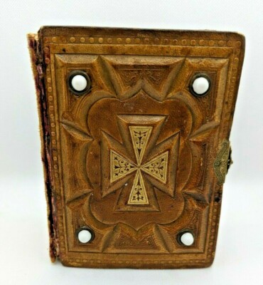 Vintage 1890's Leather Bound Book of Photographs Stones Latch SEE DESCRIPTION-image