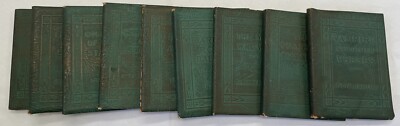 Vintage Set of NINE Little Leather Library Works of Various Authors Mini Books-image