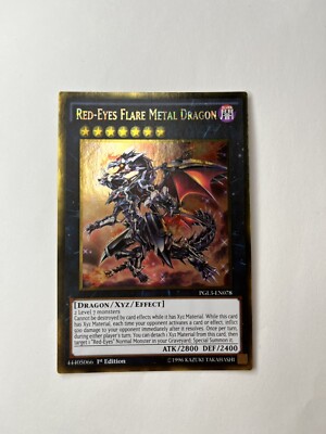 YUGIOH TCG RED-EYES FLARE METAL DRAGON PGL3-EN078 GOLD 1ST EDITION -image