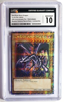 Yu-Gi-Oh TCG Red-Eyes Black Dragon - TN23-EN003 Limited Ed QC Secret Rare CGC 10-image