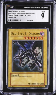 CGC 9 MINT Red-Eyes B. Dragon SDJ-001 Starter Deck Joey Ultra Rare 2003 YuGiOh-image