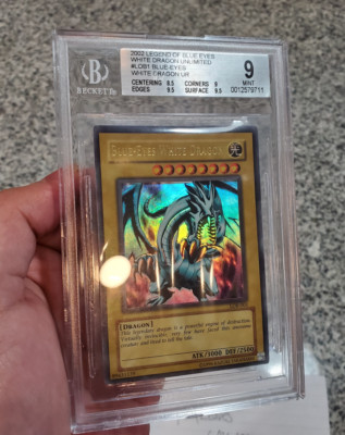 YUGIOH 2002 Blue-Eyes White Dragon LOB-001YUGIOH BLUE- BGS 9 Ultra Rare MINT PSA-image