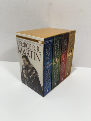 George RR Martin Game Of Thrones A Song Of Ice And Fire Book Set Leather 5 Books-image
