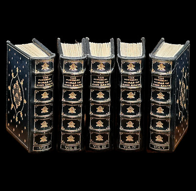 Dollhouse Miniature 5-Vol Poetry English Romantic Leather Bound Book Set Artisan-image