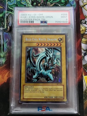 Yugioh PSA 9 MINT Blue-Eyes White Dragon BPT-009 Secret Rare-image