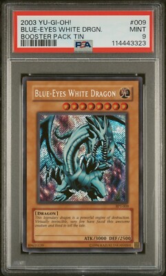 Yugioh PSA 9 MINT Blue-Eyes White Dragon BPT-009 Secret Rare 2003-image