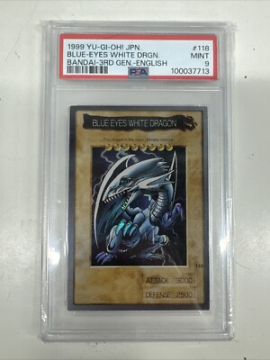 PSA 9 Blue Eyes White Dragon English #9 Bandai 3rd Generation 1998 Yu-Gi-Oh!-image