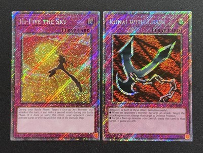 2025 YUGIOH RA04 PLATINUM SECRET RARE HI FIVE SKY & KUNAI WITH CHAIN NM-image