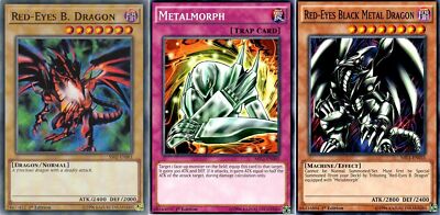 YuGiOH Set Red-Eyes B. Dragon + Red-Eyes Black Metal Dragon + Metal + Bonus Gift-image