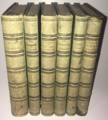 LEATHER Set;Works ALFRED TENNYSON!Poetry Complete Edition(1865!) RARE!Gift-image