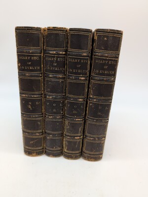 4 Volume Set John Evelyn's Diary Quarter Leather London Vol 1-2(1862) 3-4(1863)-image