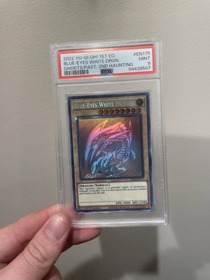 2022 Yugioh GFP2-EN175 Blue-Eyes White Dragon Ghost Rare 1st Edition PSA 9 Mint-image