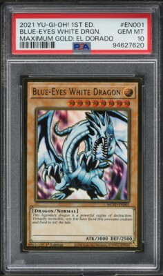 2021 Yu-Gi-Oh! Blue-Eyes White Dragon MGED-EN001 Gold Rare PSA 10-image