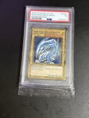 Maximum Gold, Blue Eyes White Dragon First Edition Psa Seven-image