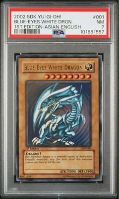 PSA 7 Blue-Eyes White Dragon SDK-001 Ultra Rare 1st ED YuGiOh Card English Holo-image