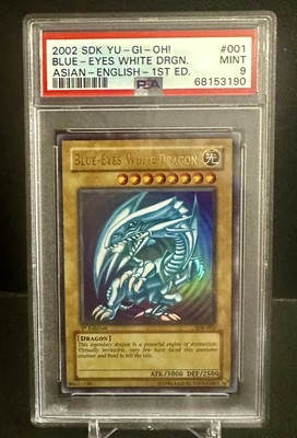 2002 Yu-Gi-Oh Blue Eyes White Dragon SDK # 001 First Edition Asian English PSA 9-image