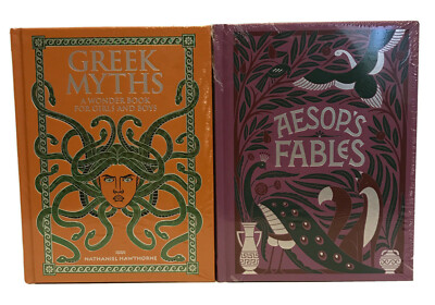 ❤️ SET of 2 GREEK MYTHS and AESOPS FABLES Leather Bound Collectible Editions NEW-image