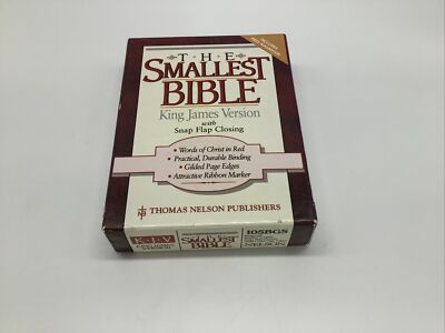 Smallest Bible KJV Snap Flap Bonded Leather 1970 Thomas Nelson Publishers W/Box-image