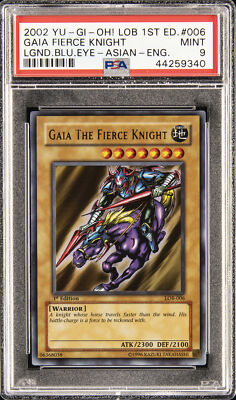 2002 YU-GI-OH! LOB-LEGEND OF BLUE EYES WHITE DRAGON GAIA THE FIERCE KNIGHT PSA 9-image