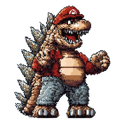 Mario-Godzilla Sprite Vinyl Car Decal Sticker – Waterproof & UV-Resistant-image