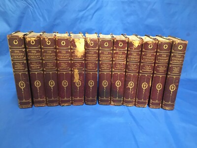 The Stoddard Library Complete 12 Volume Leather Book Set 1910 Vintage-image