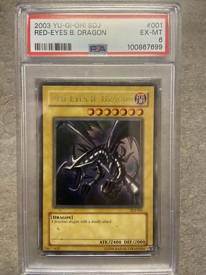 2003 Yu-Gi-Oh! SDJ Red-Eyes B. Dragon #001 EX-Mint PSA 6-image