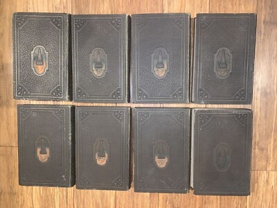 Antique Beacon Lights of History Books John Lord Vol 1-8 Leather Bound 1920s-image