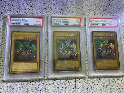 Yugioh Red Eyes Black Dragon Starter Kit LOB-070 1st BPT-005 SDJ-001 1st PSA 10-image