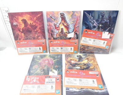 Ichiban Kuji Godzilla-1.0 Canvas Illustration Board Logo Sticker 5-Piece Set Jap-image