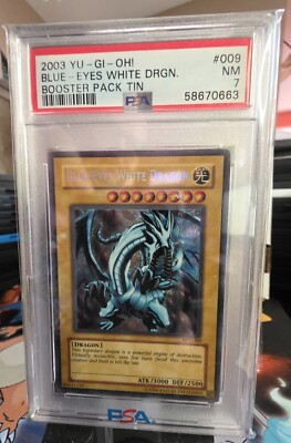 Yugioh Blue-Eyes White Dragon LOB-001 PSA 7 NM Ultra Rare Unlimited-image