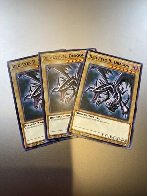 3x (Three) Red-Eyes B. Dragon LEDU-EN000 LP/NM 1st yugioh Common Cards-image