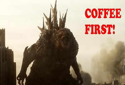 fridge refrigerator magnet 3.5x5 monster horror movie godzilla needs coffee-image