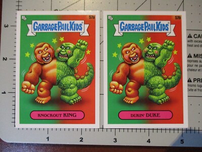 GARBAGE PAIL KIDS spoof King Kong vs Godzilla 2 STICKER CARD SET 57a 57b N-image