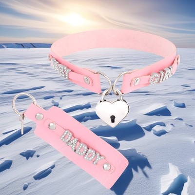 SUBMISSIVE Custom Heart LOCK BDSM Gift Pu Leather DIY Necklace Choker Collar-image