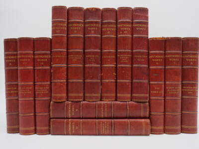 THE COMPLETE WORKS OF NATHANIEL HAWTHORNE (14 VOLUME LEATHER BOUND SET)  1883-image