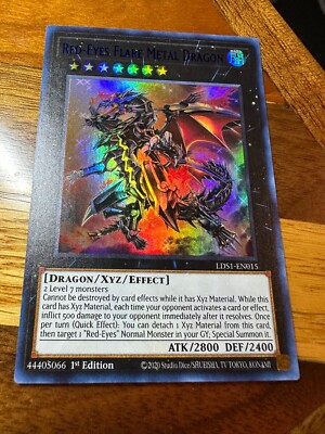 Red-Eyes Flare Metal Dragon (Blue) LDS1-EN015 1st Edition Ultra Rare NM + BONUS-image