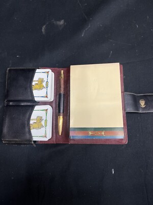 Gucci Leather Bound Game Set With Playing Cards, Pen, & Notebook -image
