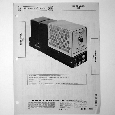Fisher Model 100 AC 5 Tube Audio Amplifier Chassis - SAMS Photofact ™ 1959 New-image