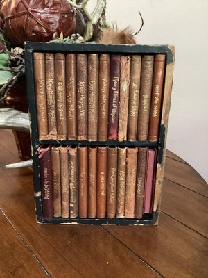Early 1900's 24 Volume William Shakespeare Mini Leather Book Set Knickerbocker-image