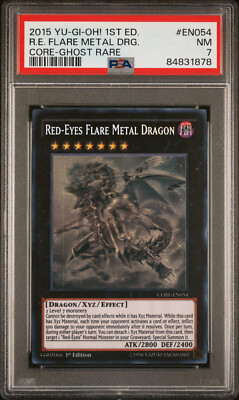 YUGIOH 1ST CORE-EN054 RED-EYES FLARE METAL DRAGON GHOST RARE PSA #7 NM #84831878-image
