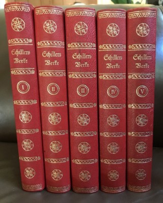 SCHILLERS WERTE 5 VOLUME SET - GERMAN - LEATHER BOUND GREAT ILLUSTRATIONS --image