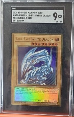 YU-GI-OH! BLUE-EYES WHITE DRAGON MAGO-EN001 1st FIRST EDITION MAXIMUM GOLD SGC 9-image