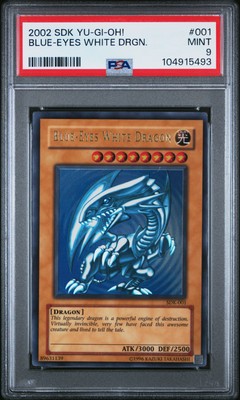 2002 YU-GI-OH! STARTER DECK: KAIBA #001 BLUE-EYES WHITE DRAGON PSA 9-image